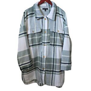 Banana Republic Green Plaid Oversized Shirt Jacket Shacket